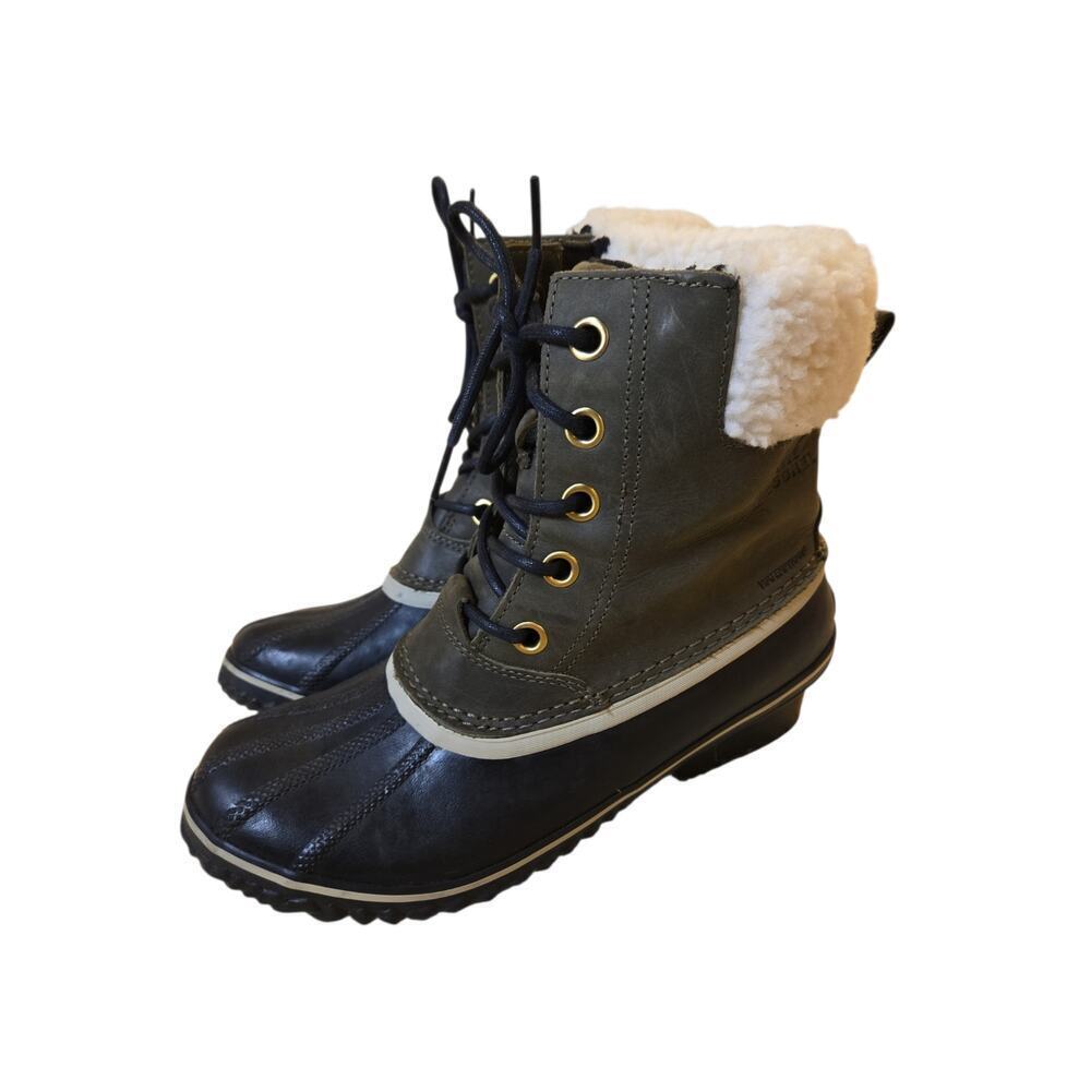 Sorel Slimpack II Lace Elk Olive Leather Waterproof Winter Snow Boots 9.5
